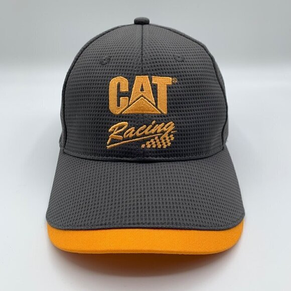 CAT Racing NASCAR Mens Gray Black Strapback Hat - Picture 2 of 5